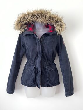 hollister faux fur trim jacket